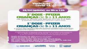 Lauro de Freitas vacina crianças de 5 a 11 anos contra a COVID-19 nesta quinta-feira (28)