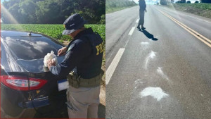 Homem é preso após jogar cocaína pela janela do carro na estrada