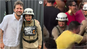 Policial viraliza na pipoca de Saulo e ganha homenagem do cantor