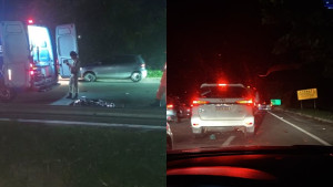 Duas pessoas ficam em estado grave após batida entre carro e moto na Bahia; um dos veículos pegou fogo