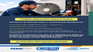 CURSOS GRATUITOS EM DIAS D’ÁVILA!