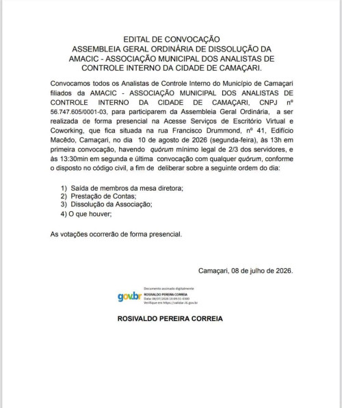 NOTA DE CONVOCAÇÃO