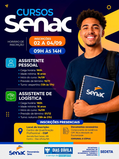 OPORTUNIDADE DE QUALIFICAÇÃO EM DIAS D’ÁVILA!