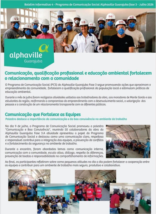 Alphaville Guarajuba promove ações de qualificação profissional, educação ambiental e integração com a comunidade